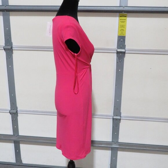 BOGO Charter Club Petite Short Sleeve waist gathered Bright Pink Fit Flare Dress - Picture 11 of 11